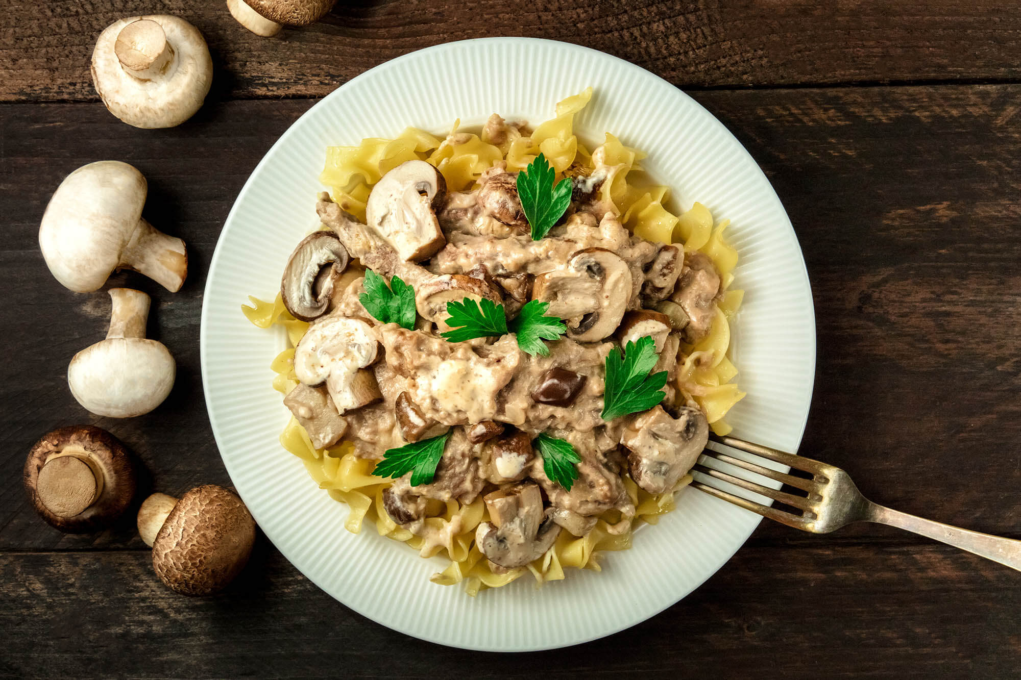 Mushroom Gravy over Parsnip Pappardelle